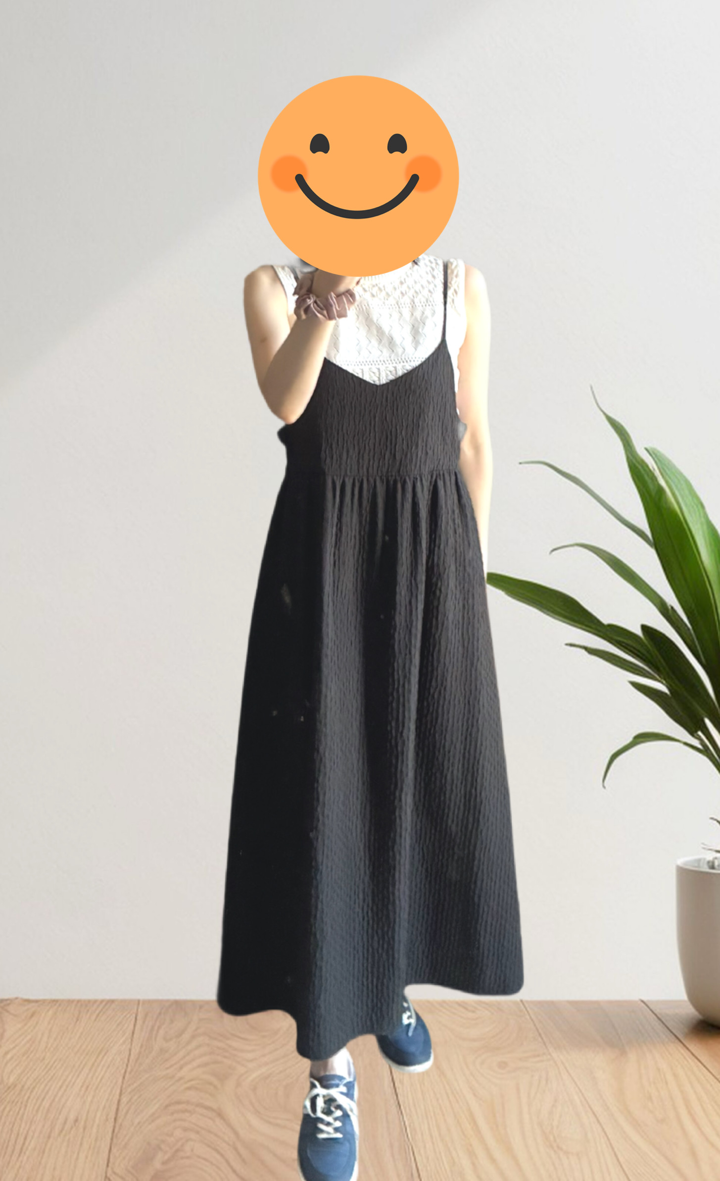 エアークローゼット ブラックワンピース×私服サマーニット 着回しコーデ