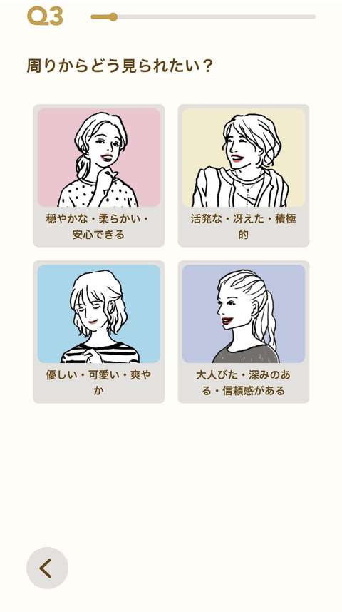 Q3 周りからどう見られたい？の選択画面